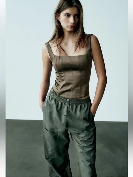 Zara Tops - Zara Satin Square Neck Corset Top